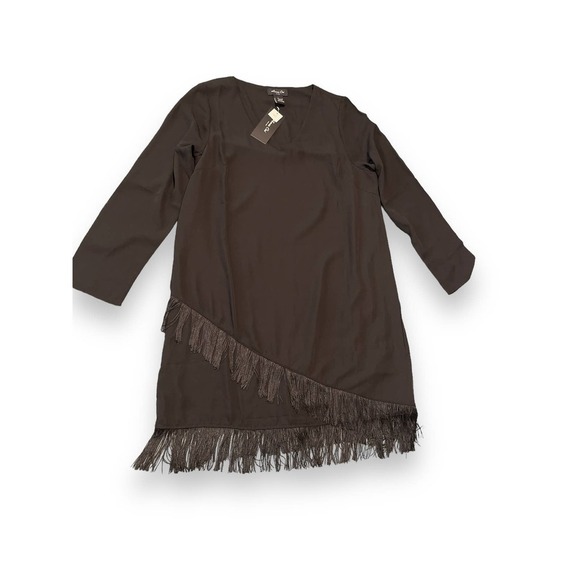 NWT Anna Cai V-neck Dress with Diagonal Fringe Women's L - Picture 1 of 10